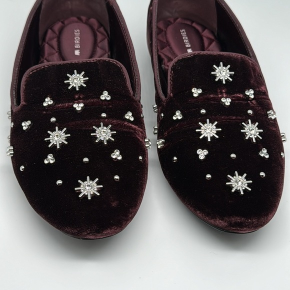Birdies The Starling Maroon Crystal Velvet Loafer Slip on Flat Shoes Size 7.5 - Picture 6 of 14